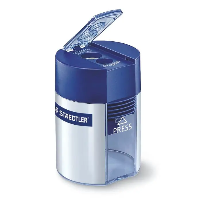 Staedtler Dual Hole Pencil Sharpener, Silver/Blue Price Cut